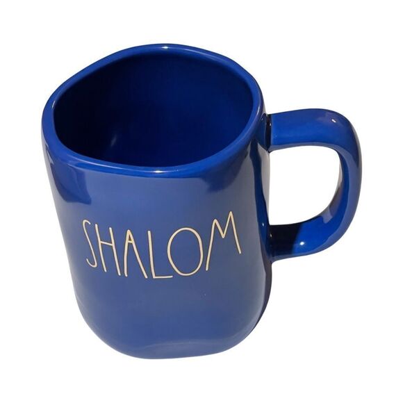 Rae Dunn Coffee Mug Blue & Metallic Gold “Shalom NWOT - Picture 3 of 9